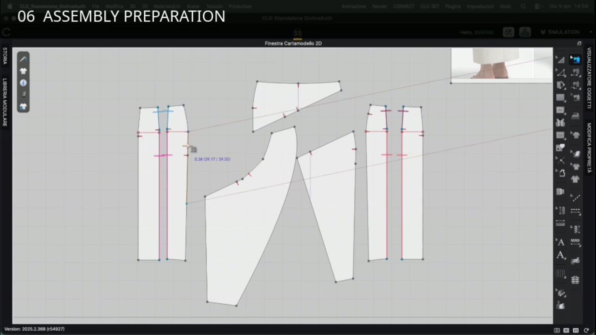 Frame from the 55SENSI process: transformed pattern panels prepared for assembly