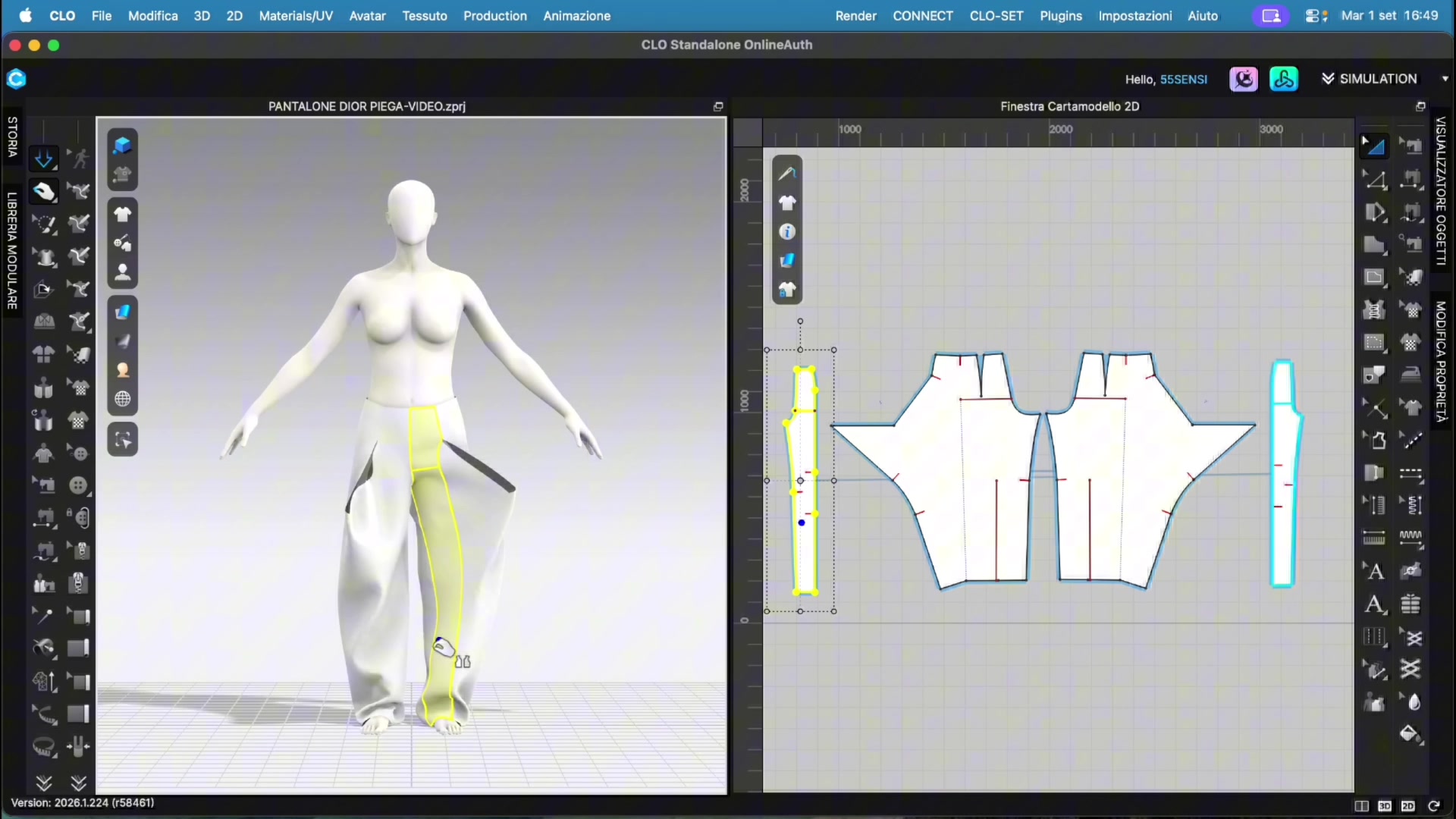 Verifica tridimensionale del volume del pantalone in CLO3D